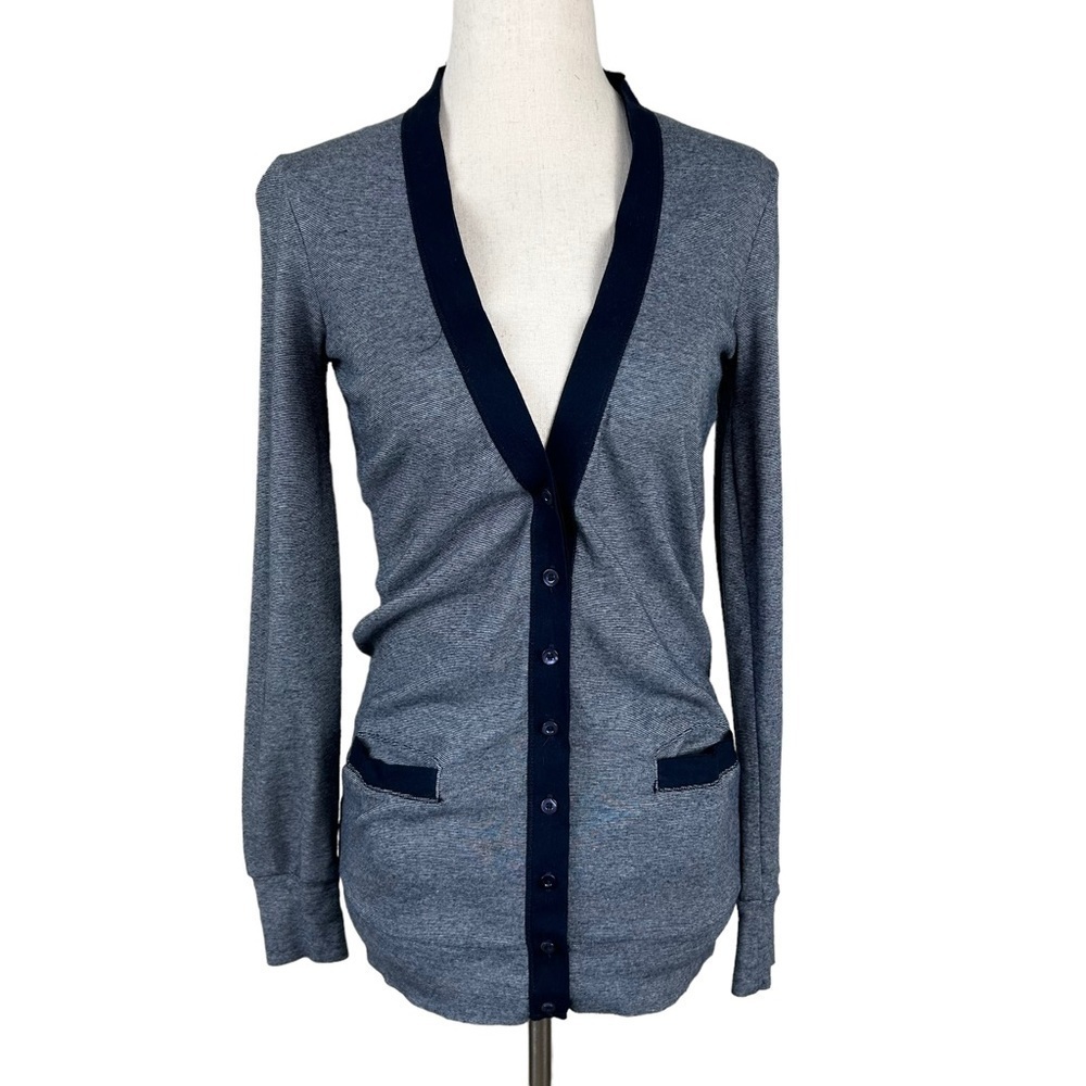 J Crew Blue Light Weight Half Button Cardigan